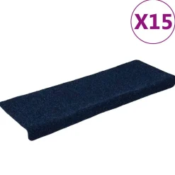 Produits Ménagers-vidaXL Tapis d'escalier autocollants 15 pièces 65 x 21 x 4 cm Bord rectangulaire Bleu marine