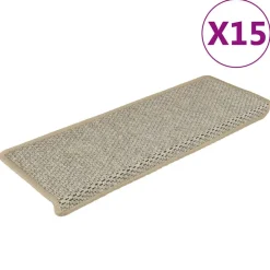 Produits Ménagers-vidaXL Tapis d'escalier autocollants aspect sisal 15 pcs 65x21x4 cm Vert clair
