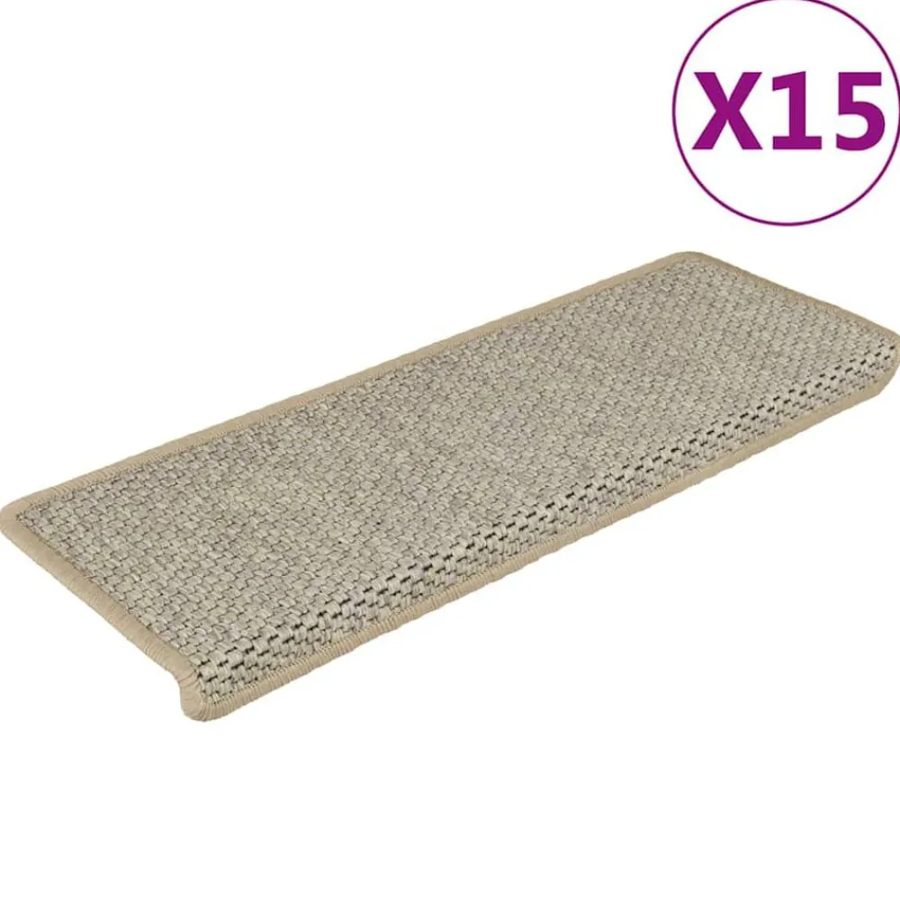 Produits Ménagers-vidaXL Tapis d'escalier autocollants aspect sisal 15 pcs 65x21x4 cm Vert clair