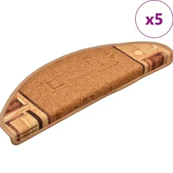 Produits Ménagers-vidaXL Tapis d'escalier autoadhésifs 5 pcs 65x21x4 cm Beige
