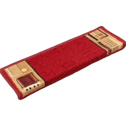 Produits Ménagers-vidaXL Tapis d'escalier autoadhésifs 5 pcs 65x21x4 cm Rouge