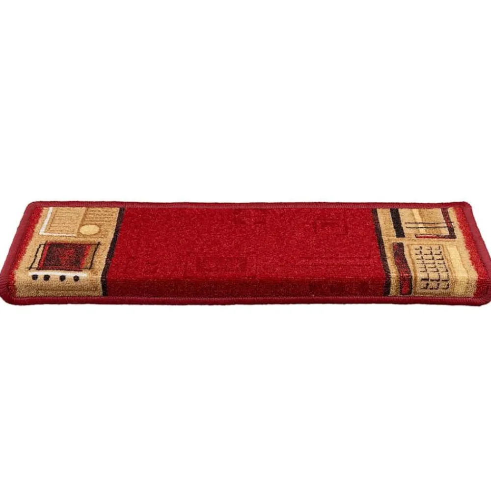 Produits Ménagers-vidaXL Tapis d'escalier autoadhésifs 5 pcs 65x21x4 cm Rouge