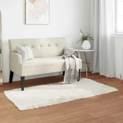 Décorations-vidaXL Tapis en fausse TAFALLA 60 x 110 cm Polyester Blanc