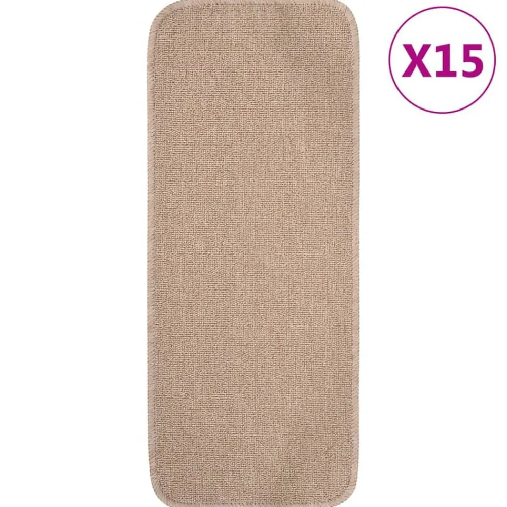 Produits Ménagers-vidaXL Tapis escalier antidérapants 15 pcs 60x25cm Rectangulaire Beige