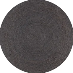 Décorations-vidaXL Tapis fait à la main Jute Rond 90 cm Gris foncé
