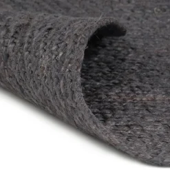 Décorations-vidaXL Tapis fait à la main Jute Rond 90 cm Gris foncé