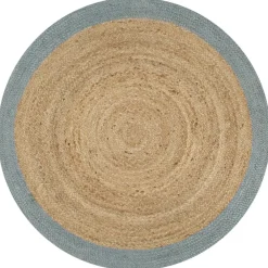 Décorations-vidaXL Tapis fait à la main Jute avec bord 90 cm Vert olive