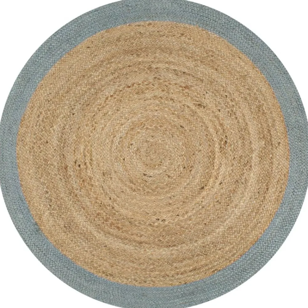 Décorations-vidaXL Tapis fait à la main Jute avec bord 90 cm Vert olive