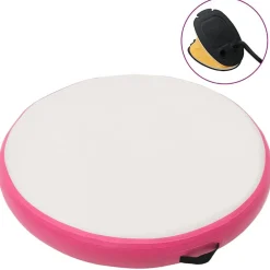 Entraînement & Fitness-vidaXL Tapis gonflable de gymnastique avec pompe 100x100x10cm PVC Rose Rose et gris