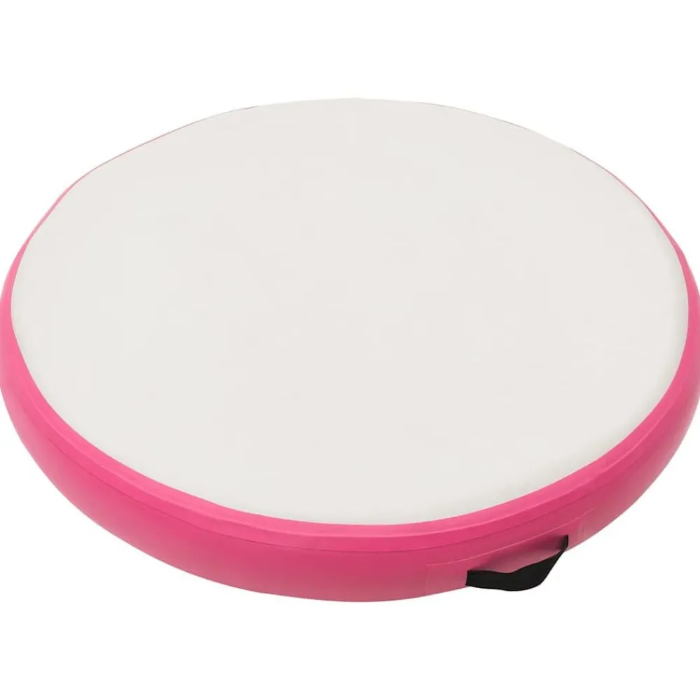 Entraînement & Fitness-vidaXL Tapis gonflable de gymnastique avec pompe 100x100x10cm PVC Rose Rose et gris