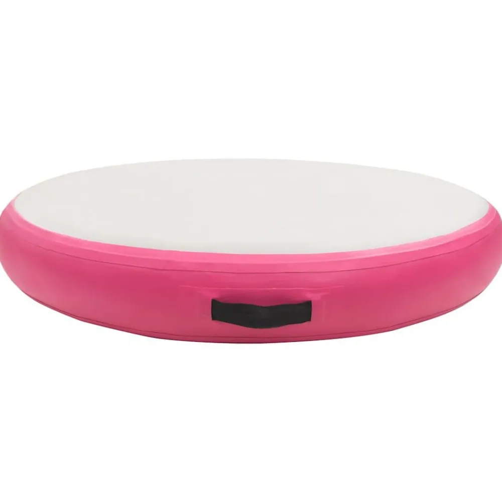 Entraînement & Fitness-vidaXL Tapis gonflable de gymnastique avec pompe 100x100x10cm PVC Rose Rose et gris