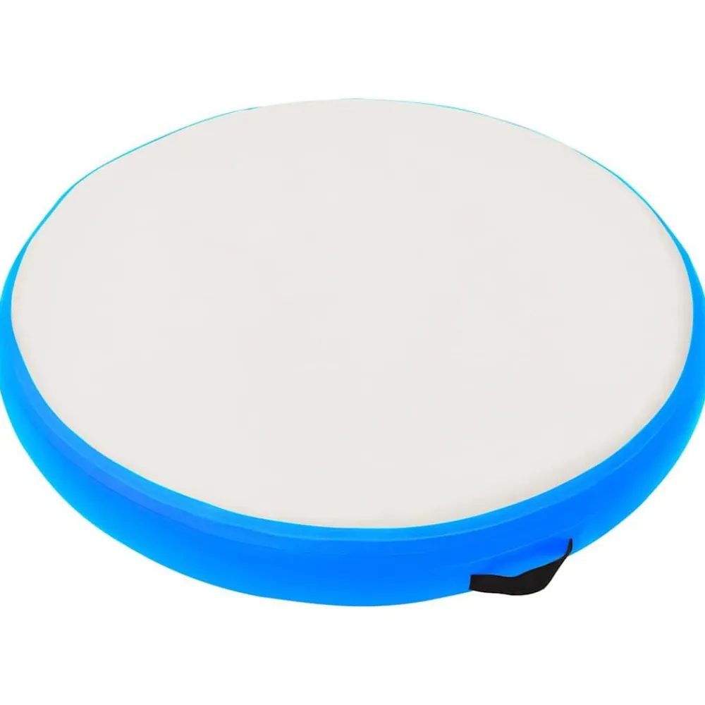 Entraînement & Fitness-vidaXL Tapis gonflable de gymnastique avec pompe 100x100x10cm PVC Bleu bleu et gris