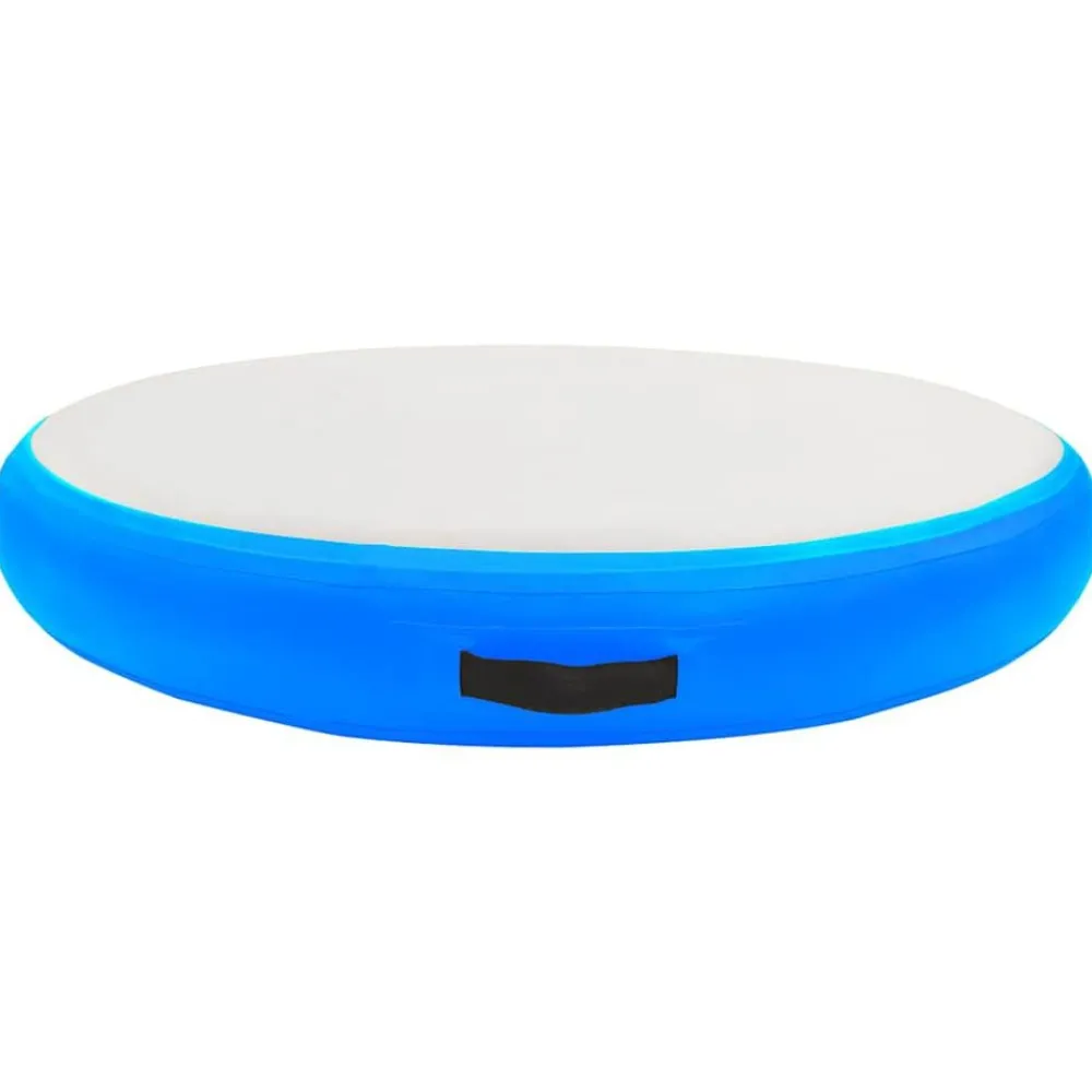 Entraînement & Fitness-vidaXL Tapis gonflable de gymnastique avec pompe 100x100x10cm PVC Bleu bleu et gris