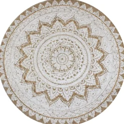 vidaXL Tapis Jute tressé imprimé 90 cm rond