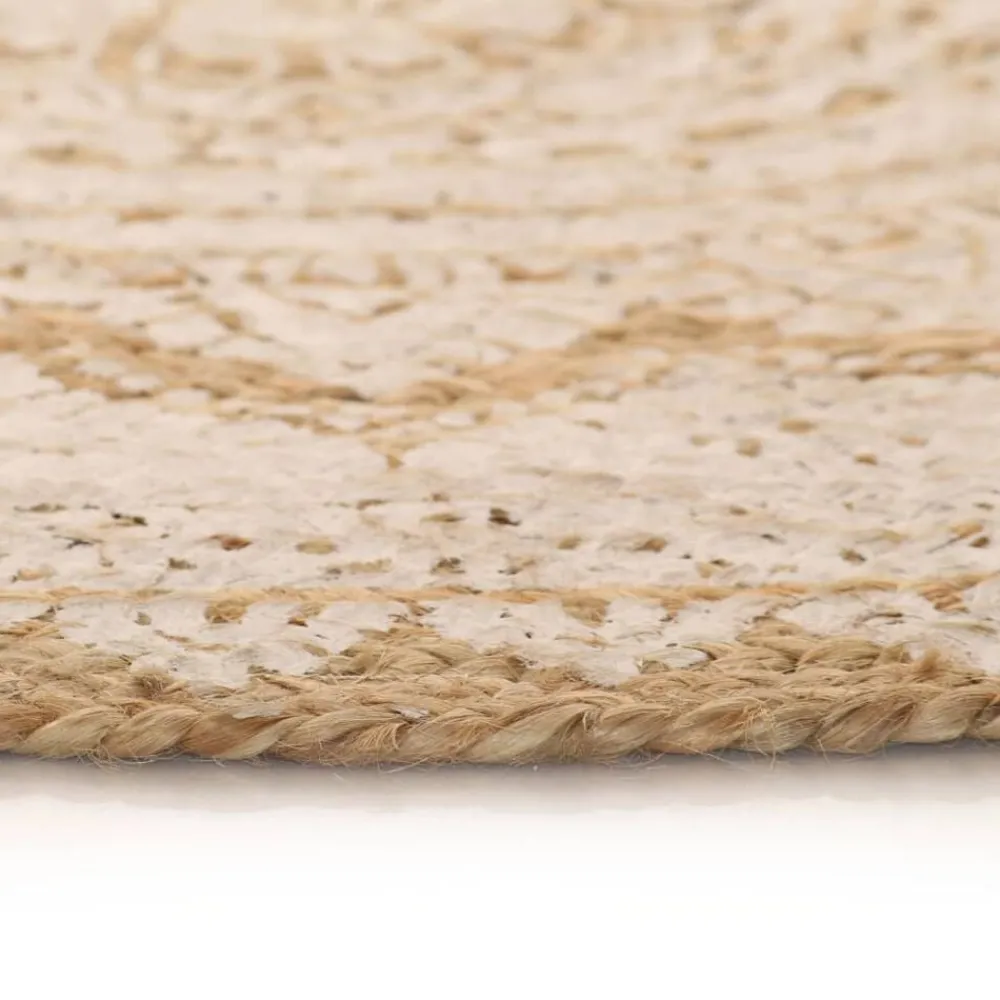 vidaXL Tapis Jute tressé imprimé 90 cm rond