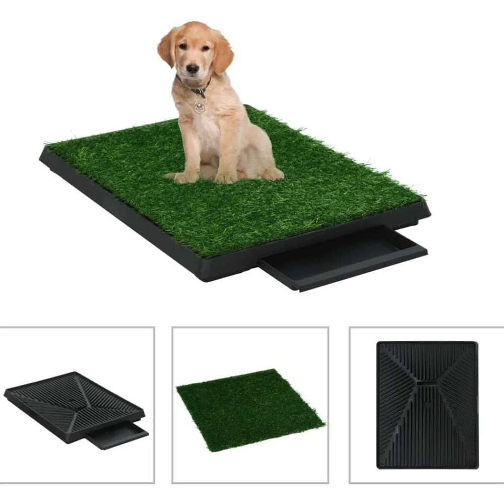 vidaXL Tapis pour animaux avec plateau et gazon artificiel Vert