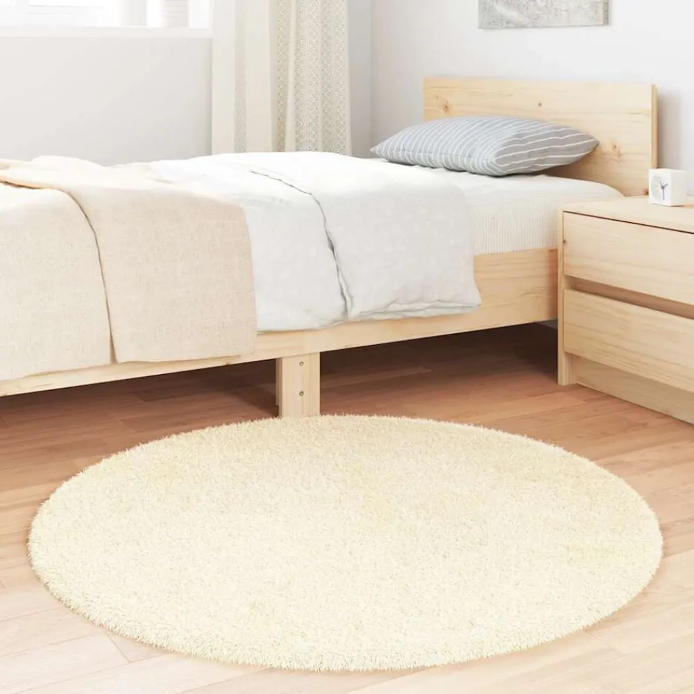 vidaXL Tapis Shaggy à poils longs NAVARRA crème 100x100 cm polyester