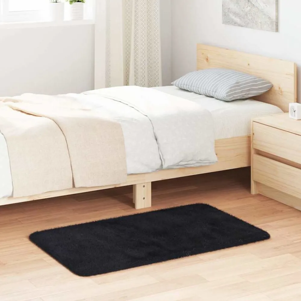 Décorations-vidaXL Tapis Shaggy à poils longs NAVARRA 60x100 cm polyester Noir