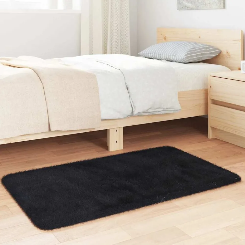 Décorations-vidaXL Tapis Shaggy à poils longs NAVARRA 60x100 cm polyester Noir