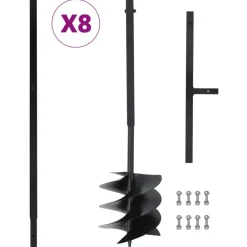 Outils-vidaXL Tarière de sol avec manche 250 mm et tube d'extension 8 m Acier
