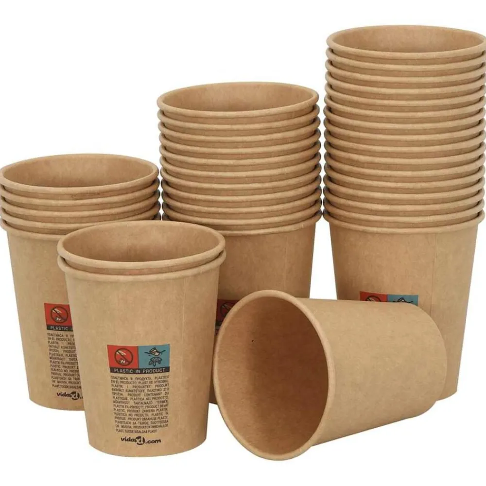 Restauration-vidaXL Tasses à café en papier 1000 pcs 8oz 200ml marron