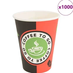 vidaXL Tasses à café en papier 1000 pcs 12oz 300ml rouge et noir