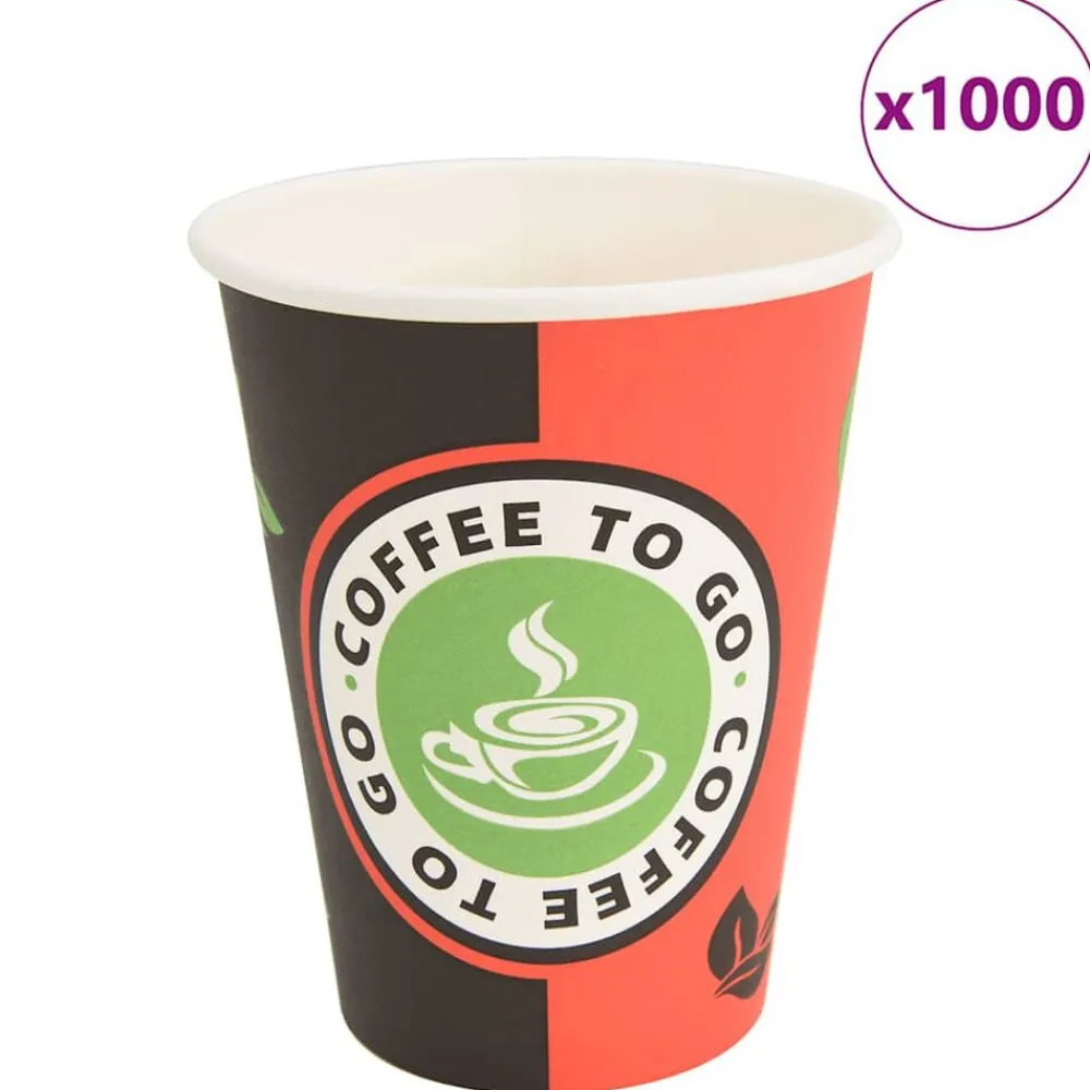 vidaXL Tasses à café en papier 1000 pcs 12oz 300ml rouge et noir
