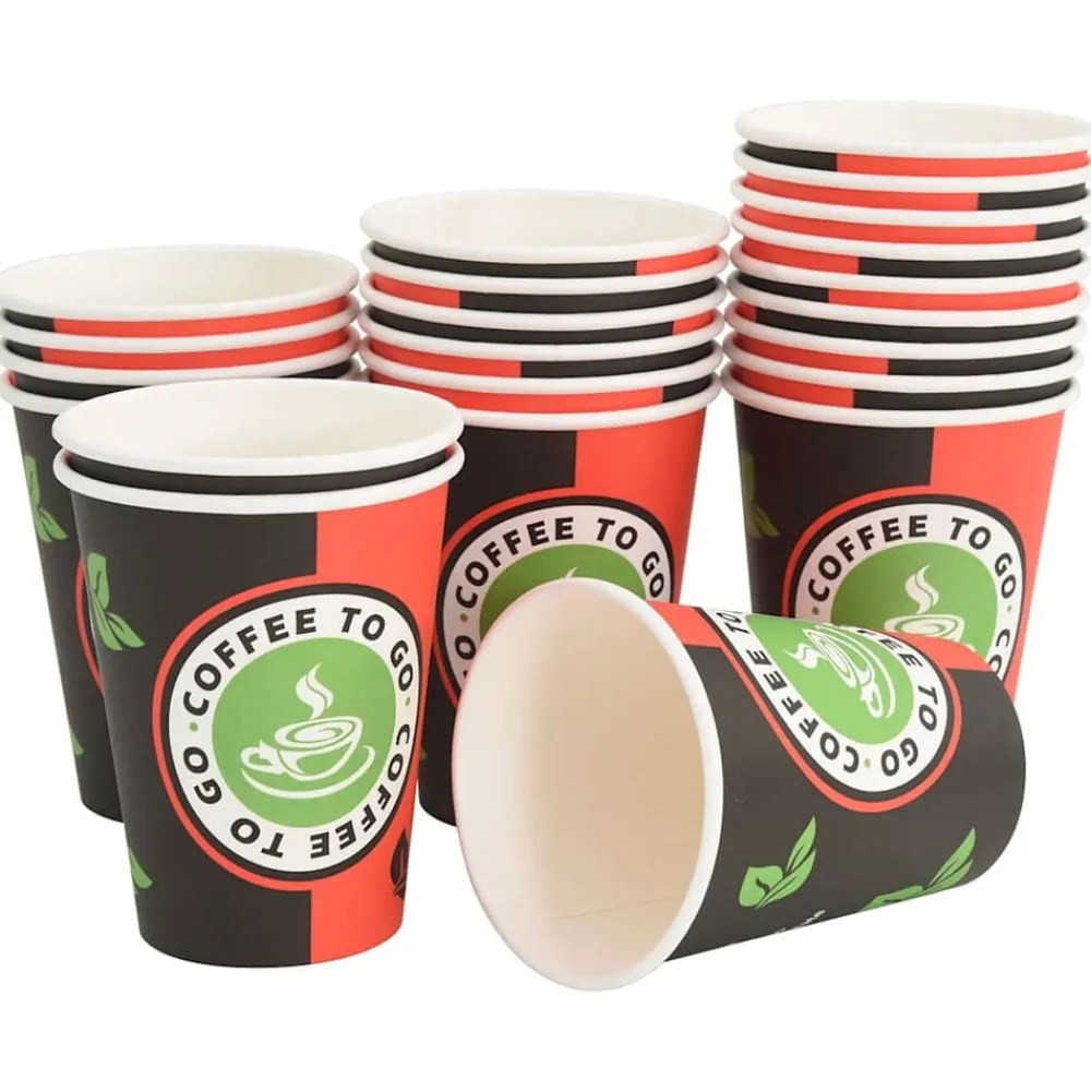 vidaXL Tasses à café en papier 1000 pcs 12oz 300ml rouge et noir