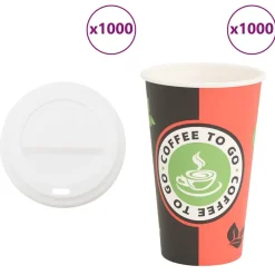 Restauration-vidaXL Tasses à café en papier avec couvercles 1000 pcs 16oz 400ml