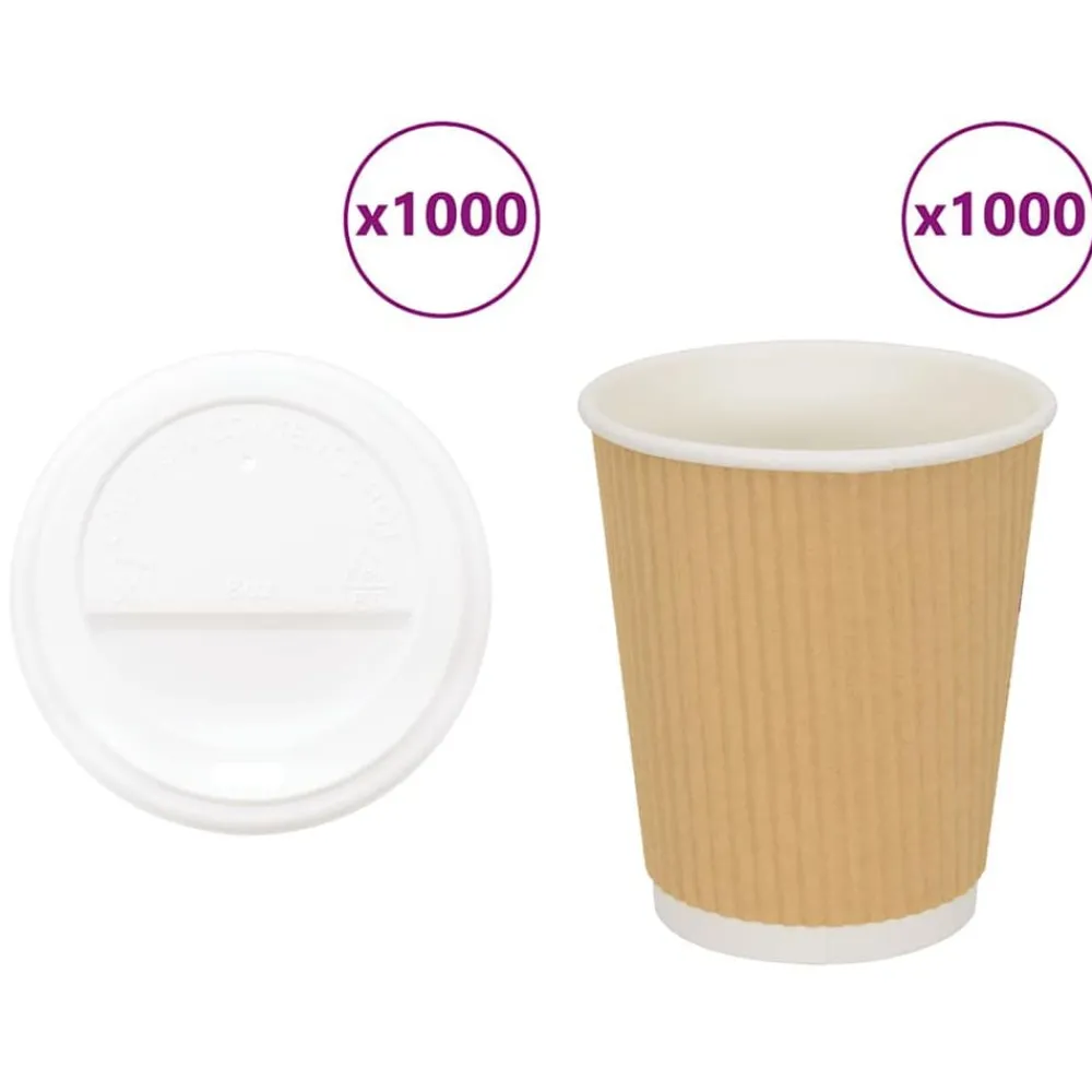 Restauration-vidaXL Tasses à café en papier avec couvercles 1000 pcs 8oz 200ml