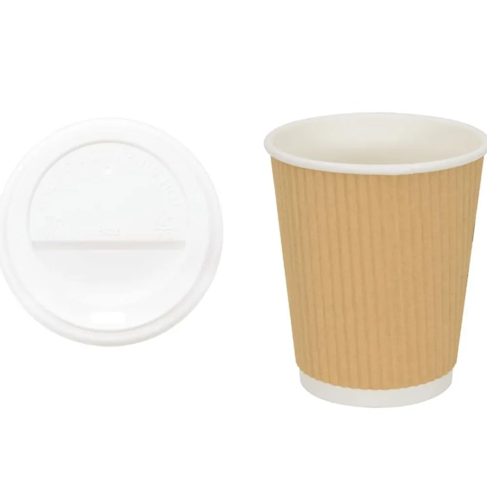 Restauration-vidaXL Tasses à café en papier avec couvercles 1000 pcs 8oz 200ml