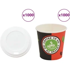 vidaXL Tasses à café en papier avec couvercles 1000 pcs 4oz 120ml
