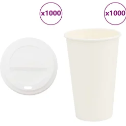 Restauration-vidaXL Tasses à café en papier avec couvercles 1000 pcs 16oz 400ml