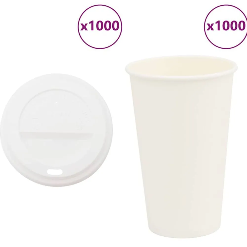 Restauration-vidaXL Tasses à café en papier avec couvercles 1000 pcs 16oz 400ml