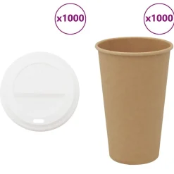 Restauration-vidaXL Tasses à café en papier avec couvercles 1000 pcs 16oz 400ml