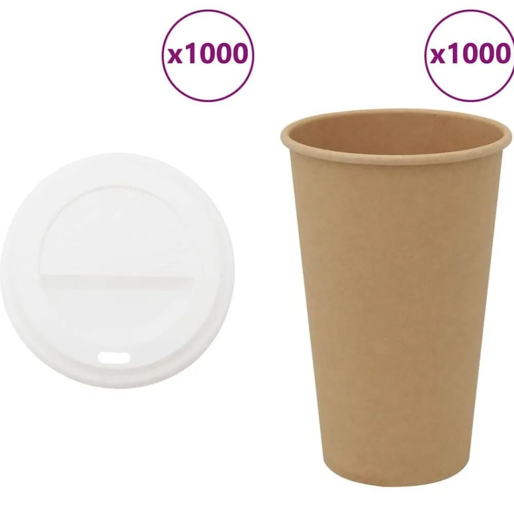 Restauration-vidaXL Tasses à café en papier avec couvercles 1000 pcs 16oz 400ml