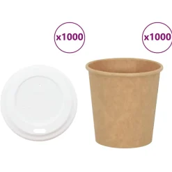 Restauration-vidaXL Tasses à café en papier avec couvercles 1000 pcs 4oz 100ml