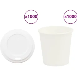vidaXL Tasses à café en papier avec couvercles 1000 pcs 4oz 100ml