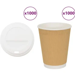 vidaXL Tasses à café en papier avec couvercles 1000 pcs 16oz 400ml