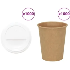 vidaXL Tasses à café en papier avec couvercles 1000 pcs 8oz 200ml