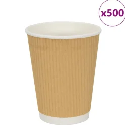 Restauration-vidaXL Tasses à café en papier 500 pcs 12oz 300ml marron