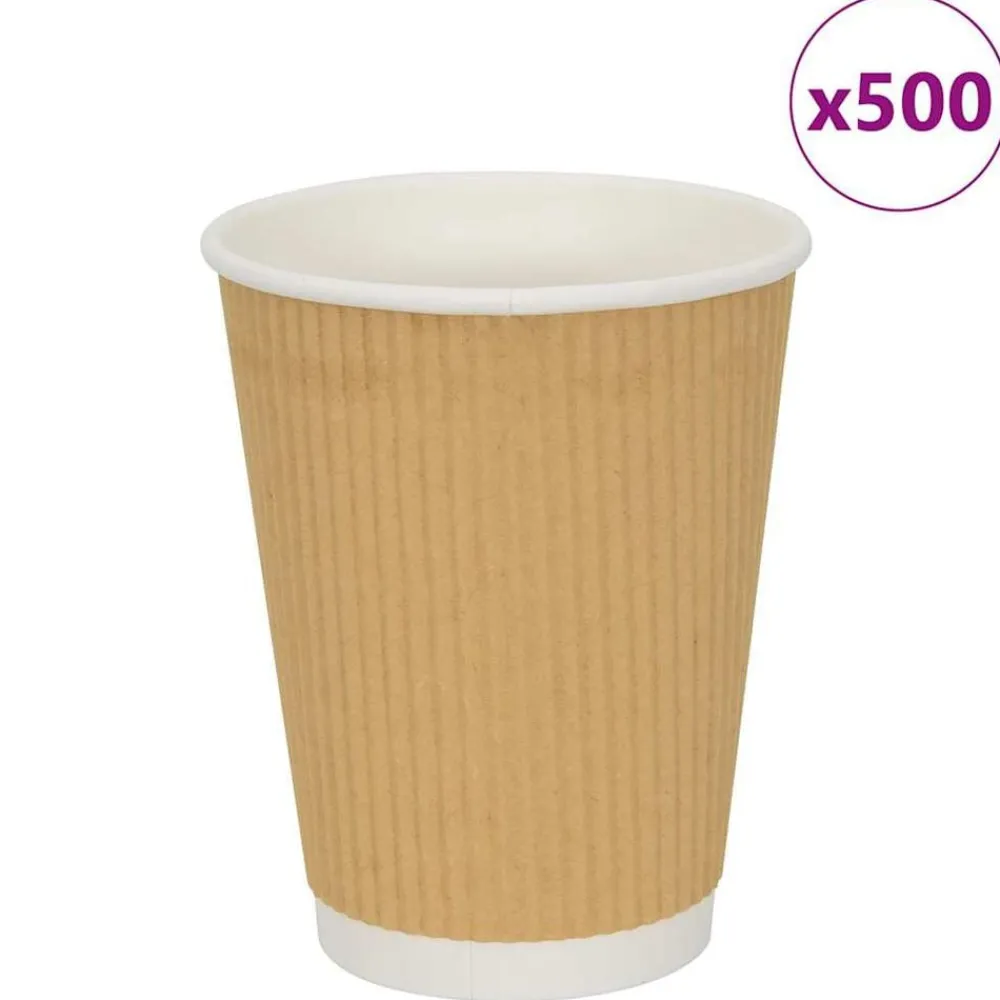 Restauration-vidaXL Tasses à café en papier 500 pcs 12oz 300ml marron