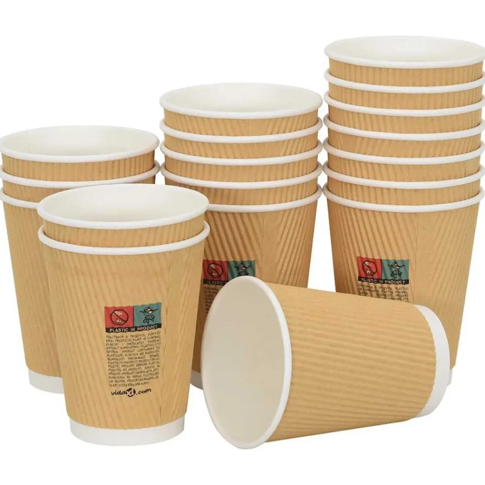 Restauration-vidaXL Tasses à café en papier 500 pcs 12oz 300ml marron