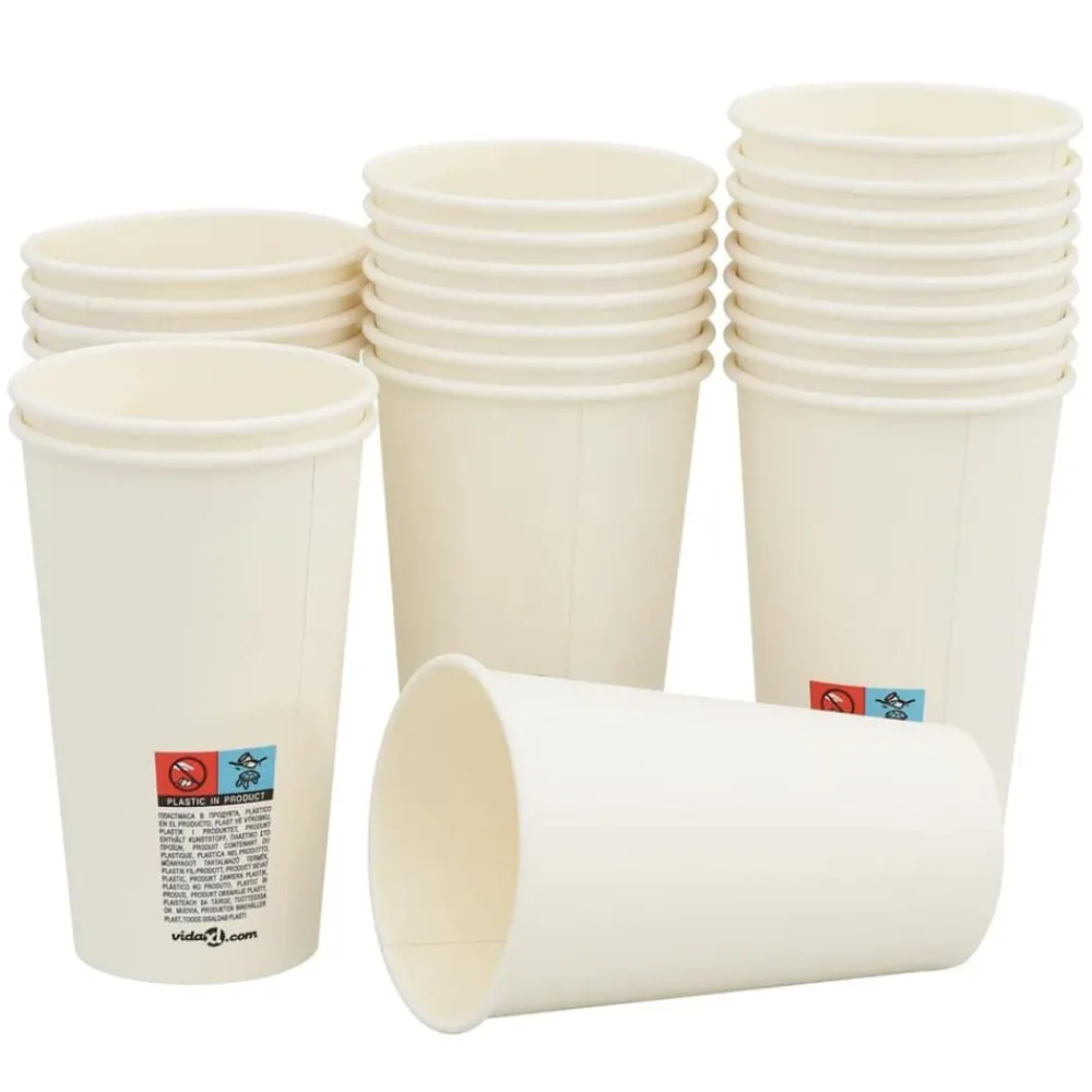 vidaXL Tasses à café en papier 1000 pcs 16oz 400ml blanc