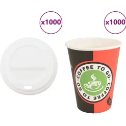 vidaXL Tasses à café en papier avec couvercles 1000 pcs 4oz 100ml