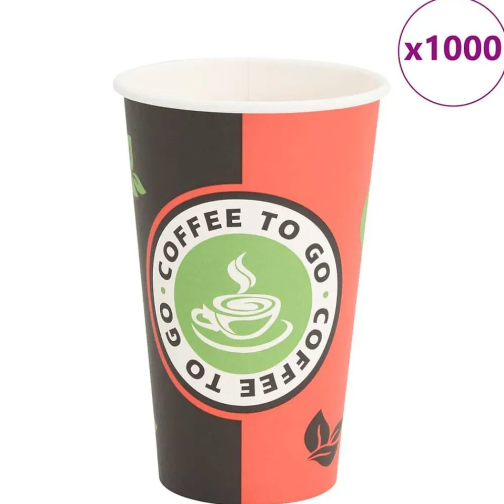 Restauration-vidaXL Tasses à café en papier 1000 pcs 16oz 400ml rouge et noir