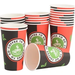 Restauration-vidaXL Tasses à café en papier 1000 pcs 16oz 400ml rouge et noir