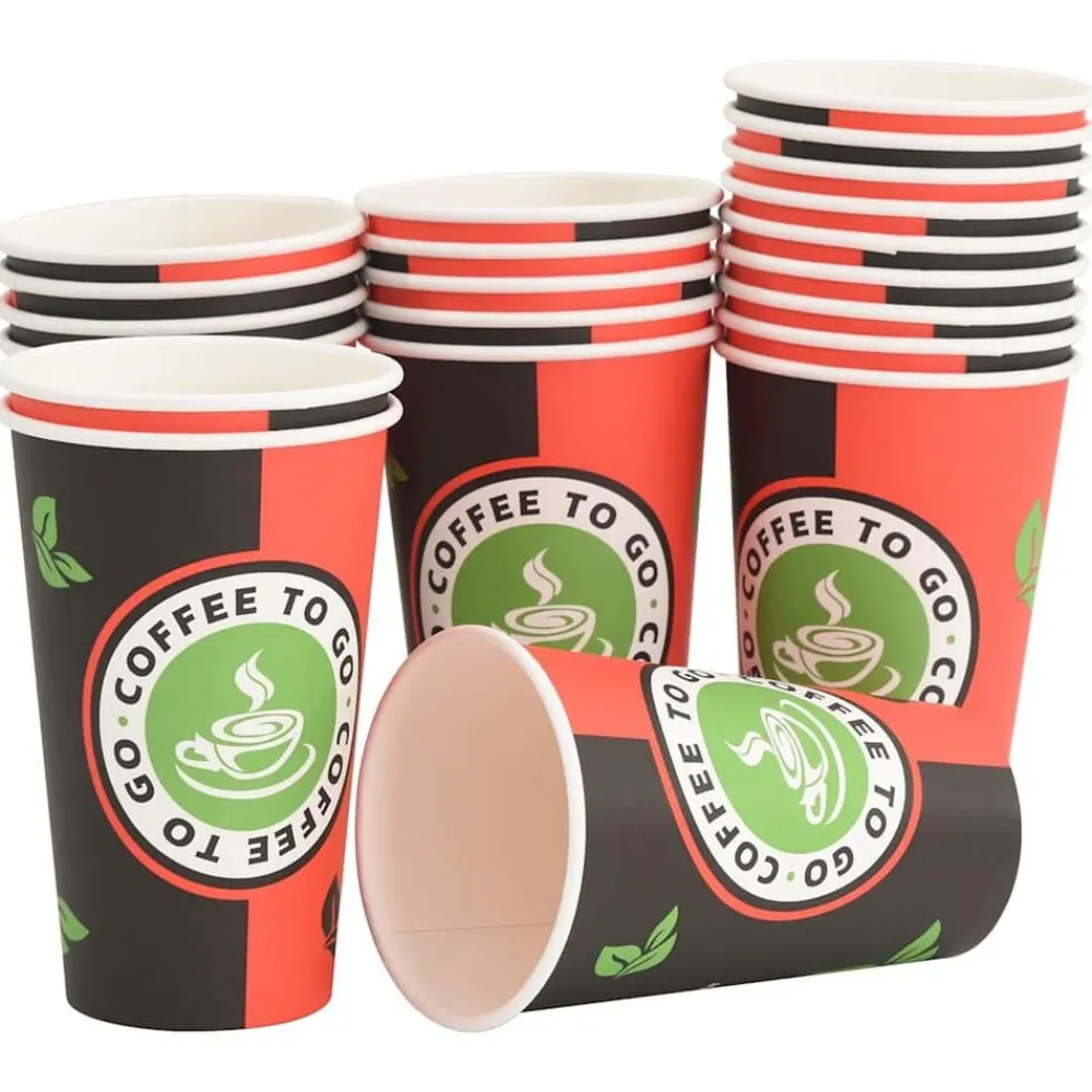 Restauration-vidaXL Tasses à café en papier 1000 pcs 16oz 400ml rouge et noir