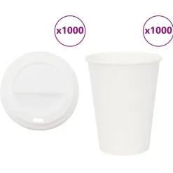 vidaXL Tasses à café en papier avec couvercles 1000 pcs 12oz 300ml