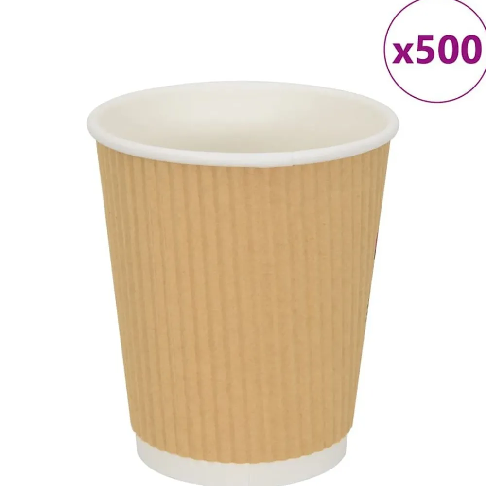 vidaXL Tasses à café en papier 500 pcs 8oz 200ml marron